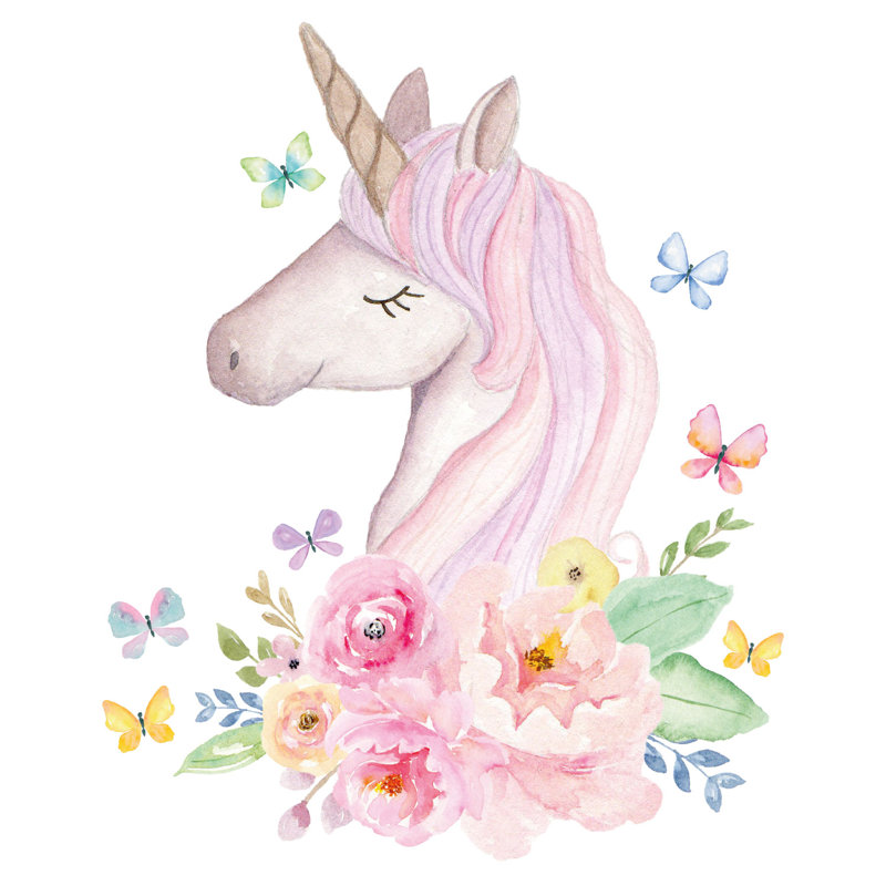 Watercolour Unicorn Wall Sticker, 91cm H x 74cm W