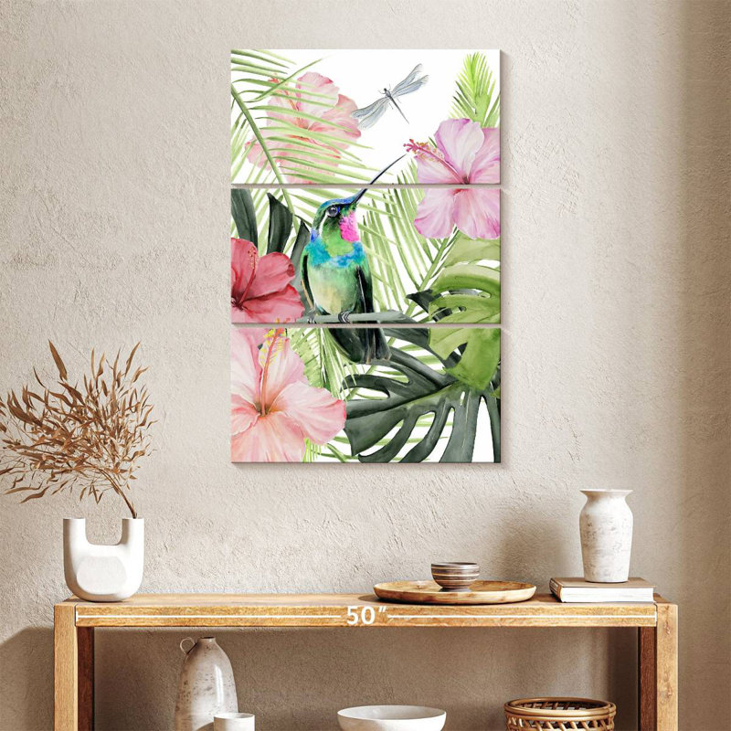 Brampt Hibiscus And Hummingbird II, 38" H x 24" W