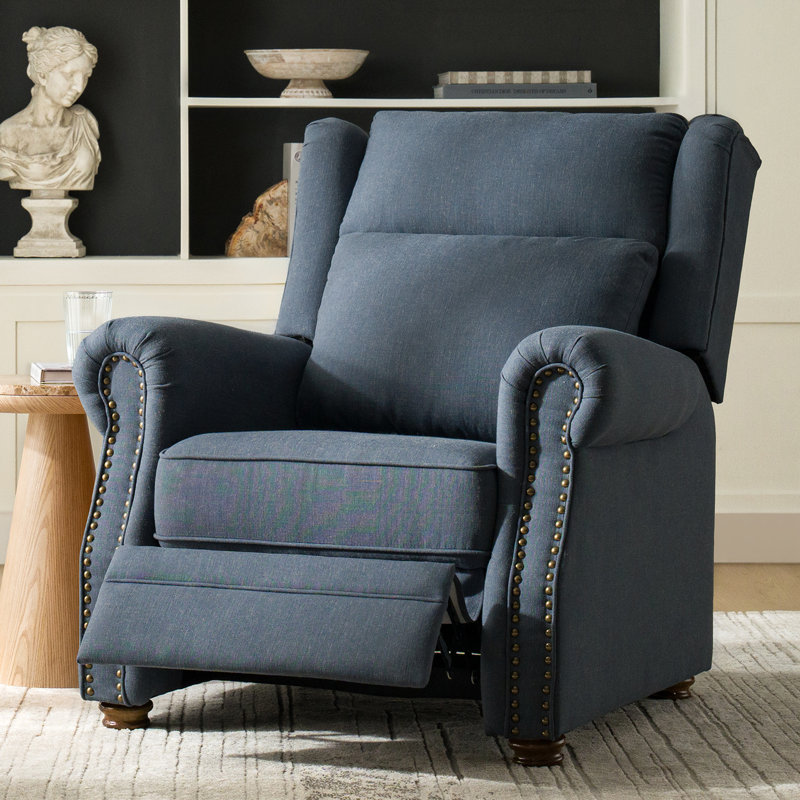 Fauteuil inclinable traditionnel avec accoudoirs 36 po Gunthrop, Bleu