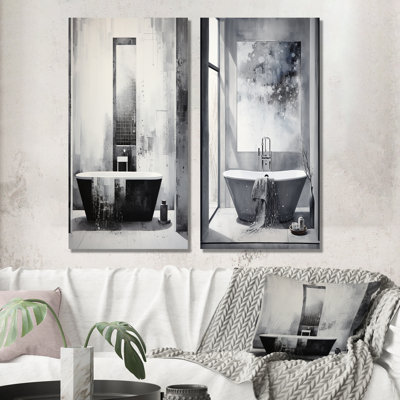 Bathroom Minimalist Elegance I - Bathroom Canvas Wall Art Set Of 2