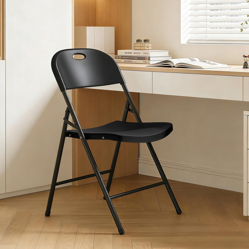 Stackable Folding Chair Folding Chair Set, Black