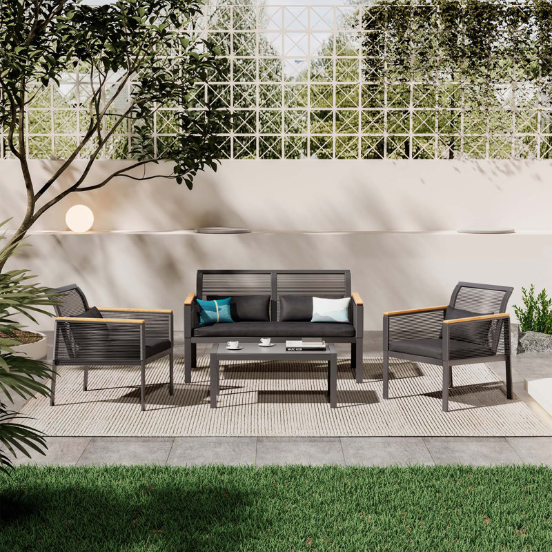 4-piece Outdoor Wicker Patio Conversation Set