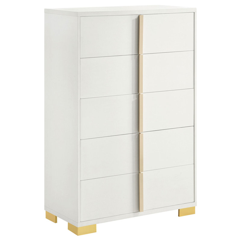 Commode blanche à 5 tiroirs, Blanc