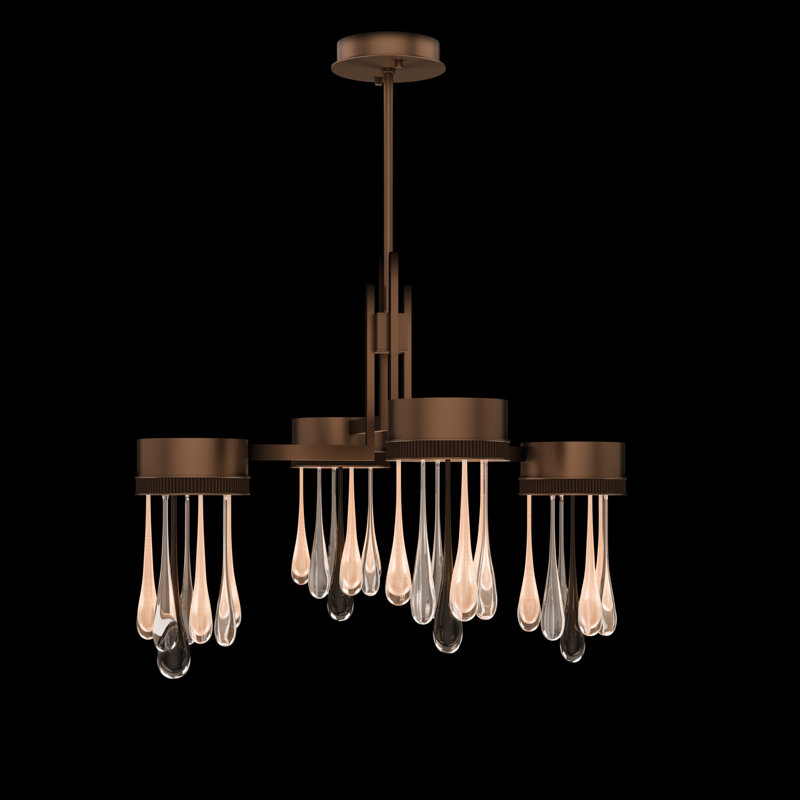 Rain 33"W Round Pendant, Ombre Copper