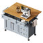 Îlot de cuisine avec abattant, îlot de cuisine en relief à roulettes avec support à épices, porte-serviettes, 2 portes et 5 tiroirs, chariot de rangement de cuisine avec tablette réglable pour la cuisine-129052891