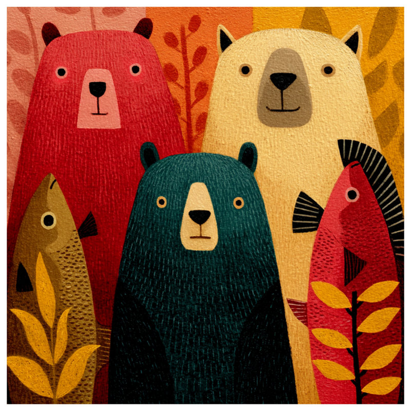Colorful Bears And Fish Comforter, Twin