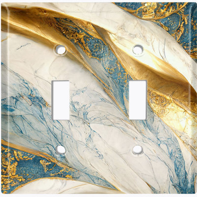 Metal Light Switch Plate Outlet Cover (Blue Marble Swirl Image - Single Toggle)