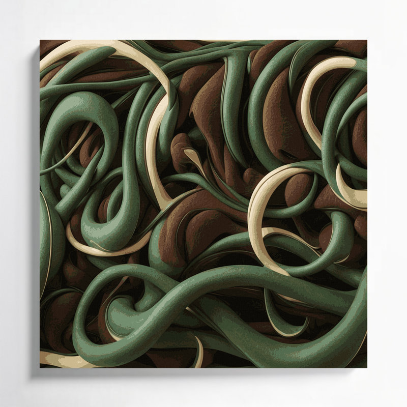 Art mural sur toile Biomorphic Abstraction 78, H 32 po x l 32 po