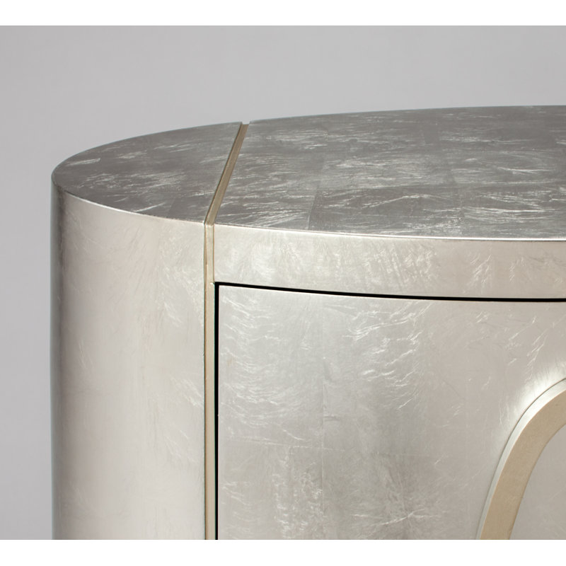 Silverleaf Finish MDF Rectangular Accent Cabinet with Straight Legs