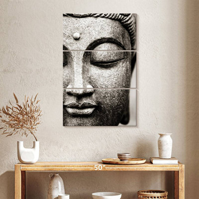 Image de bouddha méditant - 3 pièces sur toile tendue