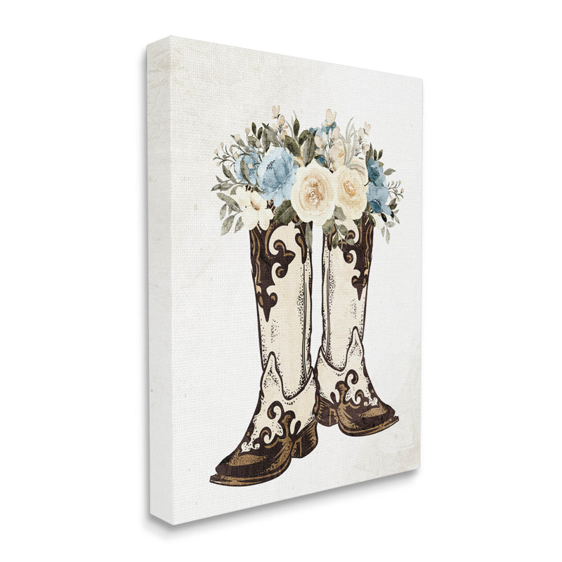 «Cowboy Boot Mixed Flower Bouquet», estampe numérique par Kim Allen, H 20 po x l 16 po x P 1,5 po