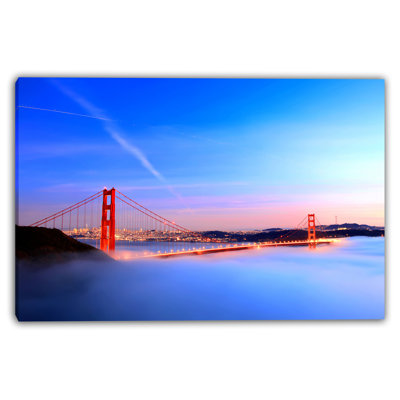 Golden Gate Bridge Foggy Dawn Canvas Wall Art
