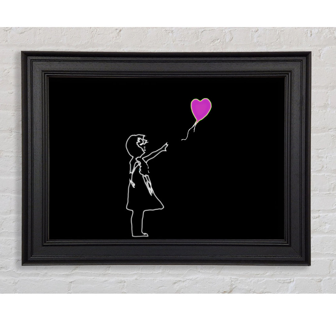 Love Balloon Black Pink - Einzelner Bilderrahmen Kunstdrucke