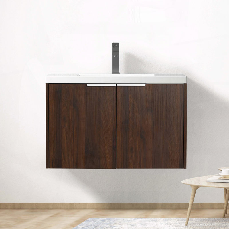 Meuble-lavabo suspendu de 30 po avec porte Ã  fermeture amortie et lavabo en rÃ©sine