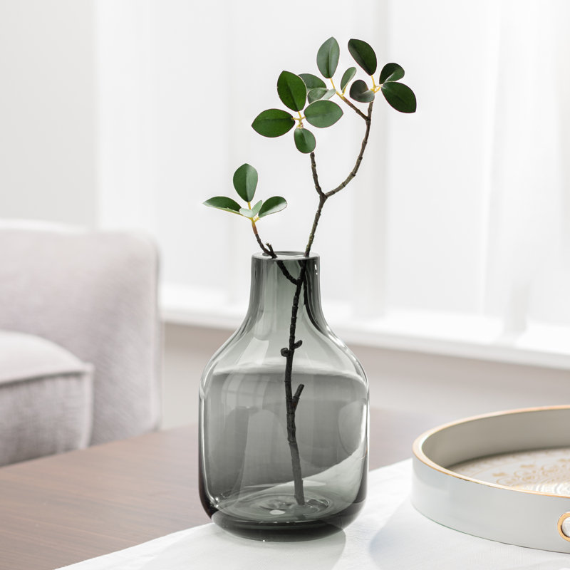 Aquista 8" Hand Blown Art Glass Gray Table Vase, Gray