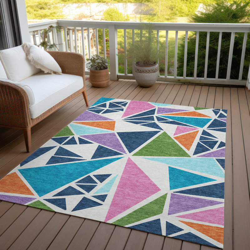 Tapis blanc intérieur / extérieur Aristea , 9 pi x 12 pi