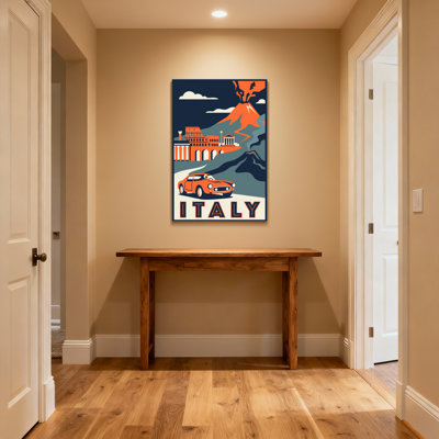 Scénario et paysages urbains, Italie, affiche de voyage rétro