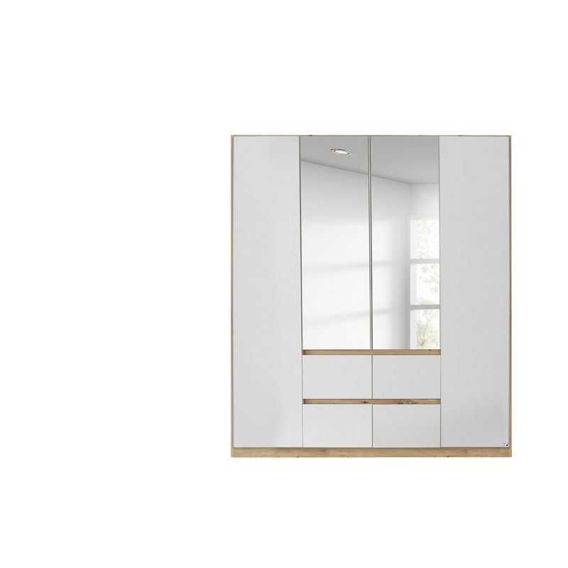 Mainz 4 Door Wardrobe, Alpine White/Brown