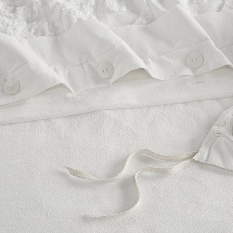 Housse de couette pour lit double / grand lit, 100% coton, Housse de couette double / grand + 2 taies décora, Ivoire ivoire