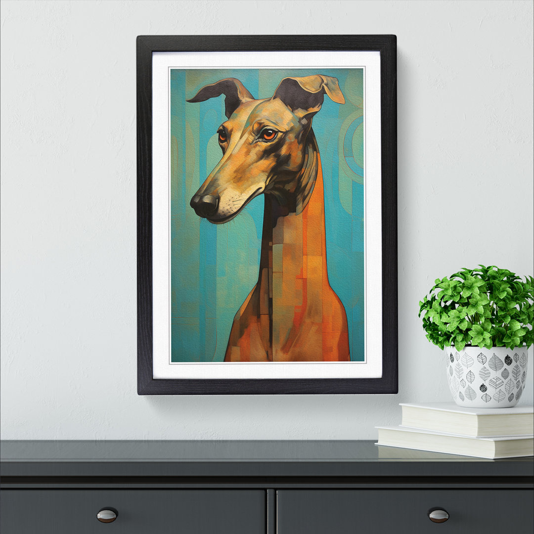 Greyhound Art Deco - Framed Print
