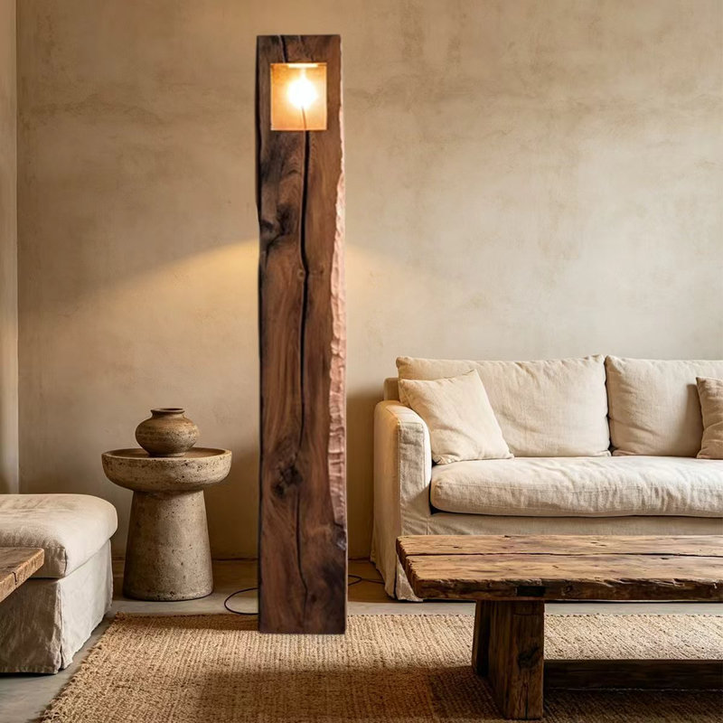Lampes sur pied en bois massif brun