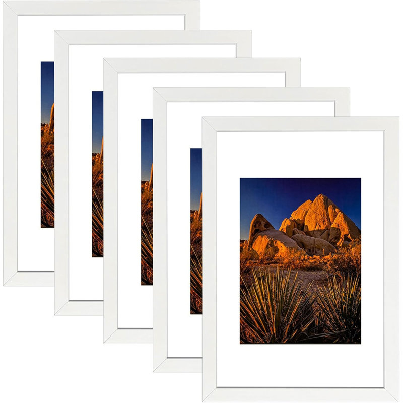 Cadres photo en PVC, l 13,4 po x H 19,3 po, fixation murale, affichage horizontal et vertical, paquet de 5, White