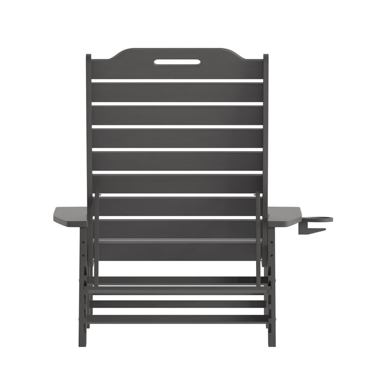 Ayleah Commercial Grade Outdoor Adjustable Lounge Chair with Cupholder, Gray, 2