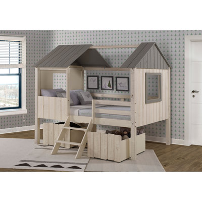 Lit mezzanine double en bois massif Schock par Zoomie Kids