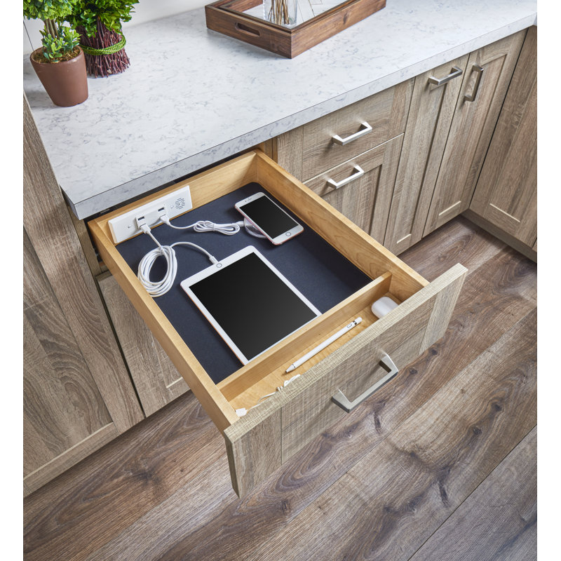 Wood Base Cabinet Charging Drawer Replacement System W/ Soft-Close