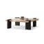 Table basse carrée en pierre noire et bois massif