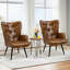 Fauteuil à oreilles en similicuir de 25,5 po de largeur Mid-Century