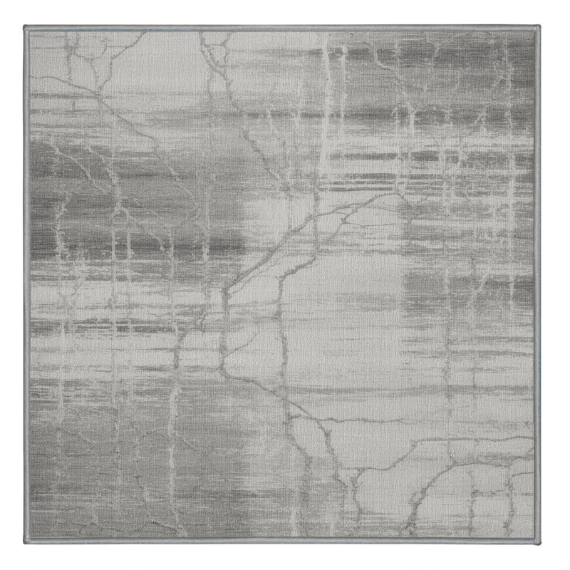 Tapis abstrait gris lavable à la machine, Carré 4 pi