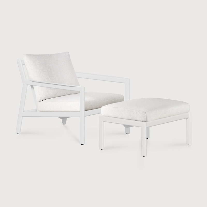 Jack Outdoor Teak Lounge Chair, White/Off White