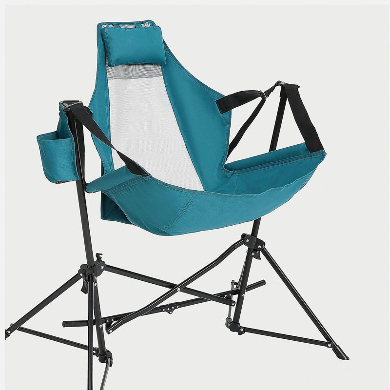 Chaise pliante en acier bleu