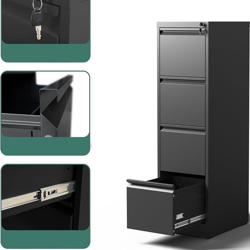 4 Drawer File Cabinet with Lock, Metal Vertical Filing Cabinets for Home Office, for Letter/Legal/A4/F4 Size File, (Black, Vertical 4 Drawer)