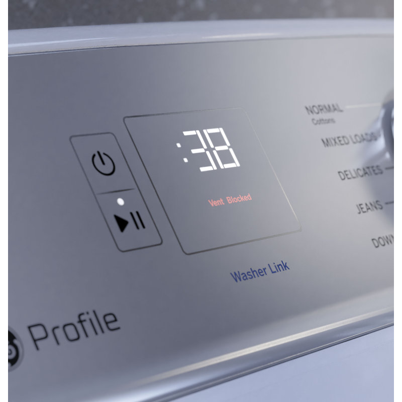 GE Profile 5.0 cu. ft. ENERGY STAR Top Load Washer with Smarter Wash Technology and FlexDispense + 7.4 cu. ft. ENERGY STAR Electric Dryer with Sanitize Cycle and Sensor Dry