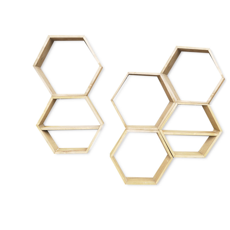 6 Piece Hexagon Spruce Accent Shelf