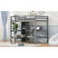 Lit mezzanine double avec tablettes multifonctionnelles et bureau sous le lit, gris-336979468