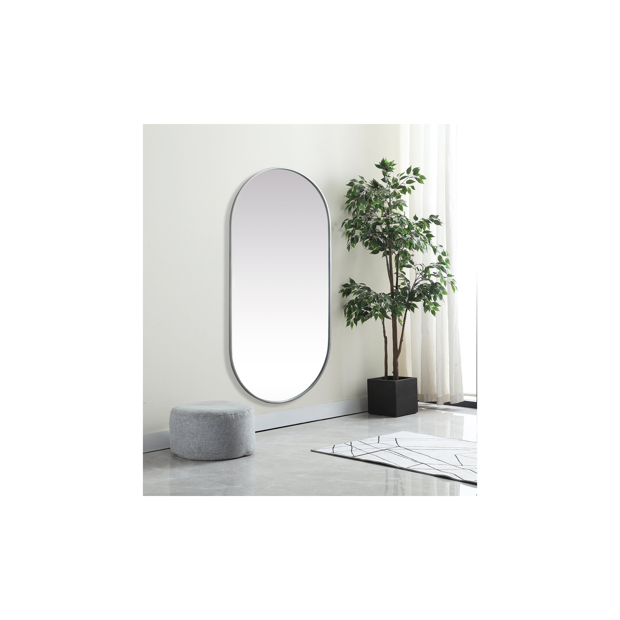 Elington Metal Oval Mirror, 60"  x 30" , Silver