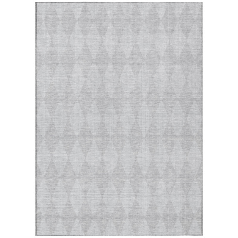 Tapis intérieur / extérieur argenté géométrique lavable 9 pi x 12 pi