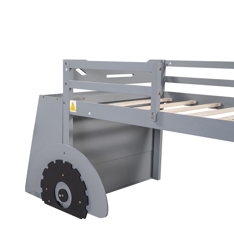 Lit pour enfant en bois massif Abrom, gris
