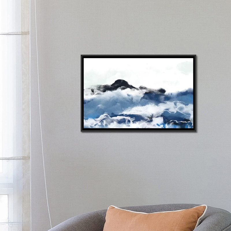 «Sea Surface I», reproduction sur toile, H 18 po x l 26 po x P 1,5 po, Toile avec cadre noir, Pas de tapis