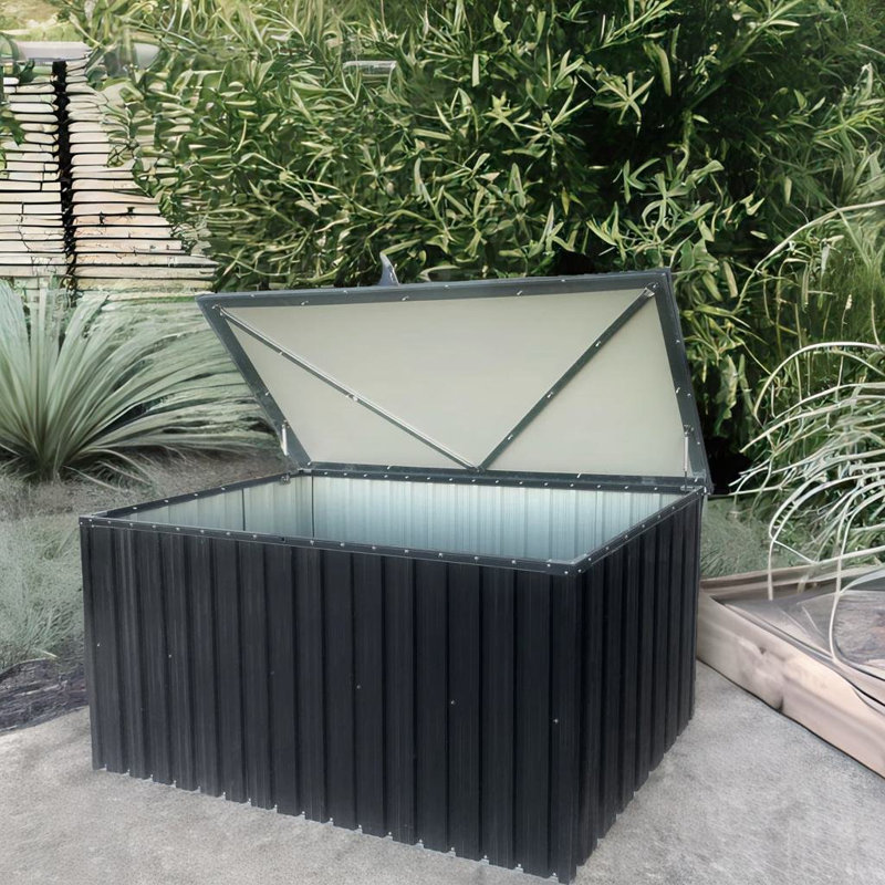 TONWIN 72'' W 140 Gallons Metal Lockable Deck Box in Black