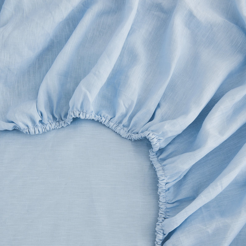 100% European Flax Linen Bed Sheet Set, Mineral Blue, King Sheet Set with 2 Pillowcases