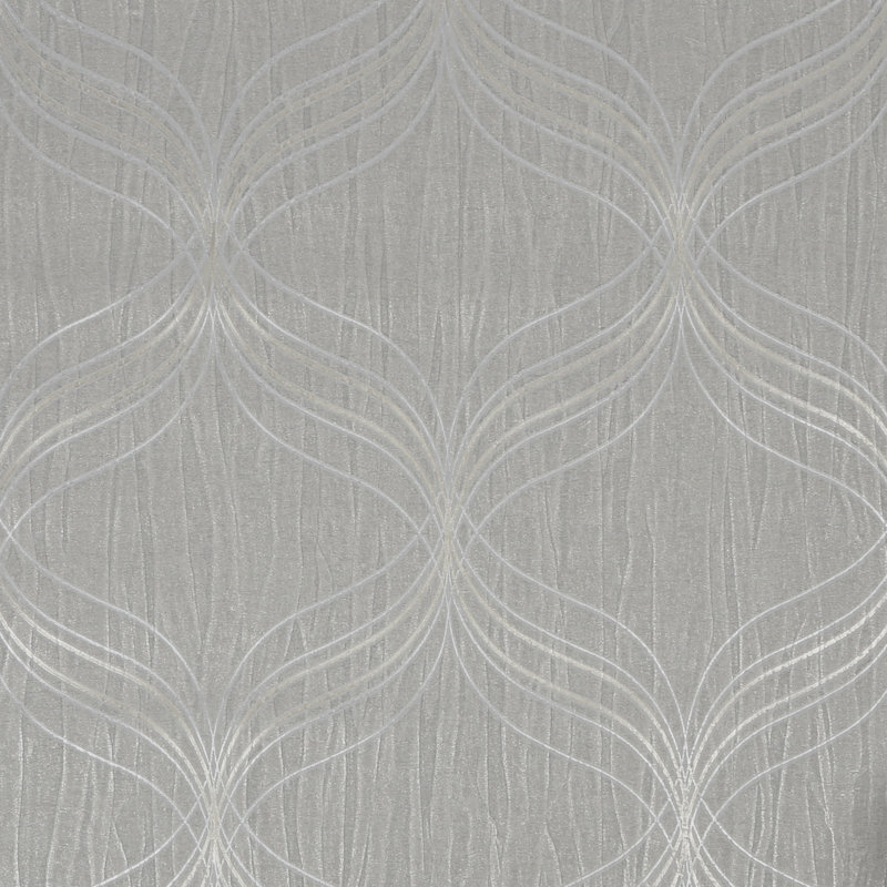 Geometric Vinyl Metallic Wallpaper Double Roll, Silver