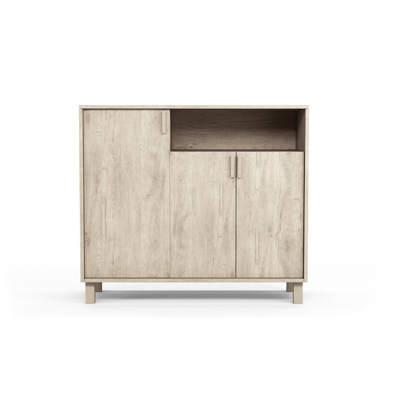 16 Pair Shoe Storage Cabinet, Light Oak