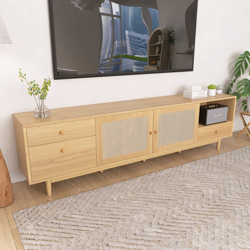 Boho Style 76.6" Width Entertainment Center, TV Stand For Tvs Up To 85"