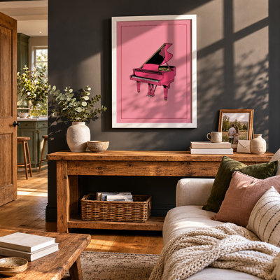 Pink Grand Piano Pop Art - Framed Print
