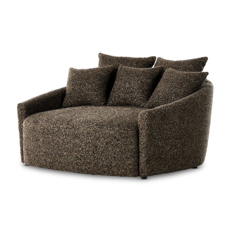 Chloe Curved 62" Round Arm Loveseat, Ivan Granite Boucle