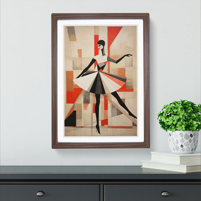 Ballet Dancer Constructivism No.3 - Single Picture Frame Print on Wood, 46cm H x 34cm W x 2cm D, Walnut